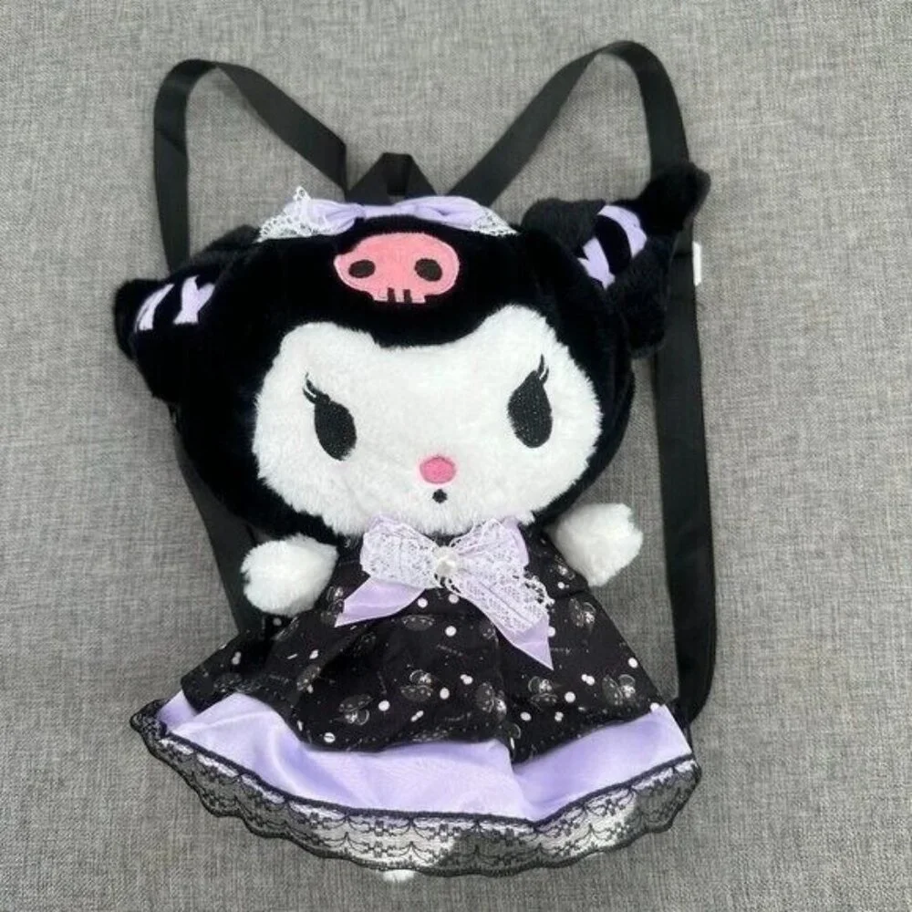 Brand New! Kawaii Kuromi Plush Backpack Black White Purple‎ Adjustable Straps